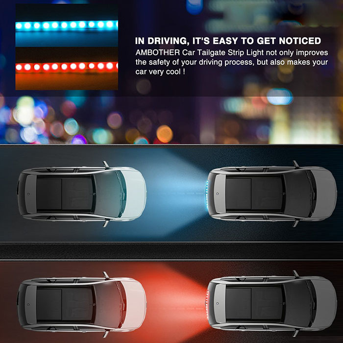 DC12V LED Car Tailgate Strip Light Universal LED Brake Reverse Rear Turn Signal Running Flowing Emergency Tail Strip Light Bar with Dual Color Waterproof Flexible Multifunction Driving DC12V LED Car Tailgate Strip Light Universal LED Brake Reverse Rear Turn Signal Running Flowing Emergency Tail Strip Light Bar with Dual Color Waterproof Flexible Multifunction Driving